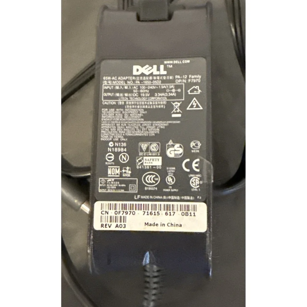 Genuine Dell PA-1650-05D2 AC Adapter 19.5V 3.34A Laptop Charger Power Cord OEM